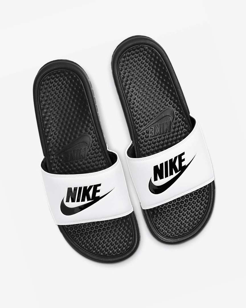 Chanclas Nike Benassi JDI Hombre Blancas Negras Negras | CR3253