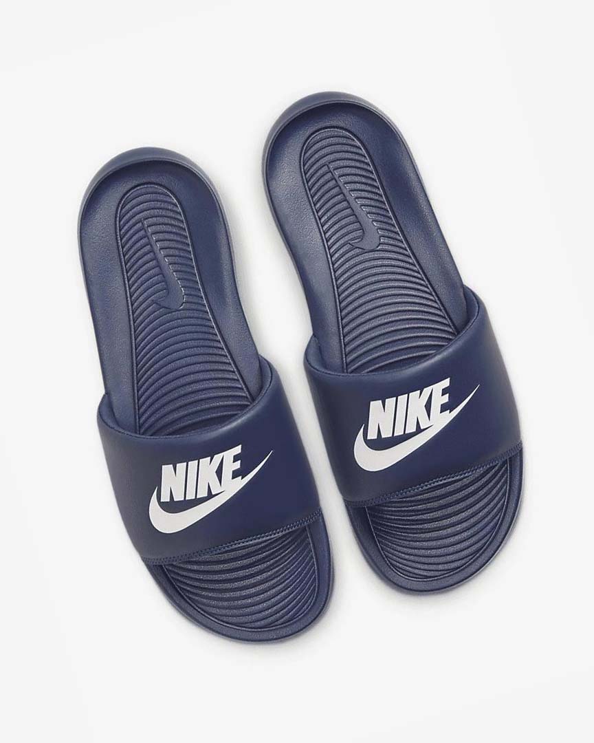 Chanclas Nike Victori One Hombre Azul Marino Blancas | CR2931