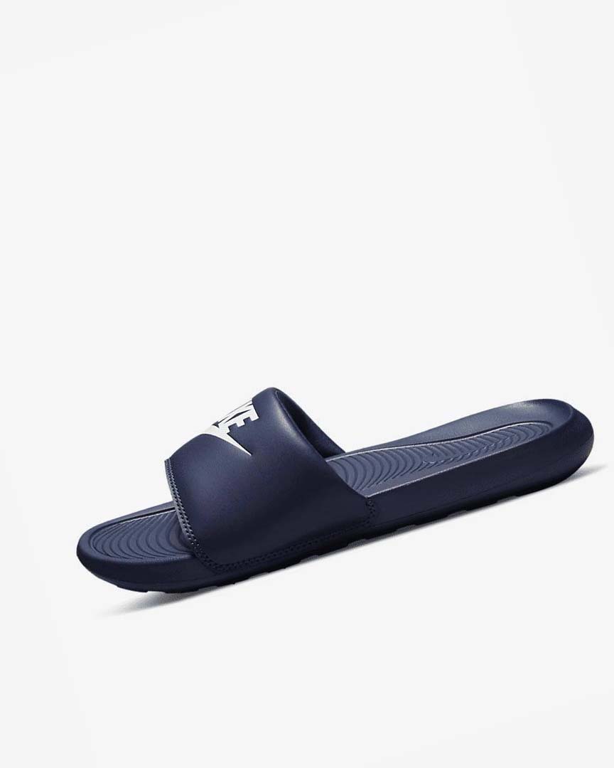 Chanclas Nike Victori One Hombre Azul Marino Blancas | CR2931