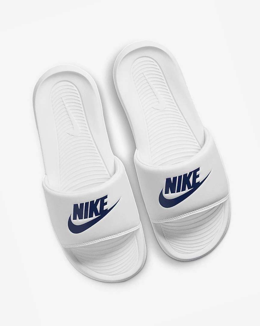 Chanclas Nike Victori One Hombre Blancas Azul Real | CR4643