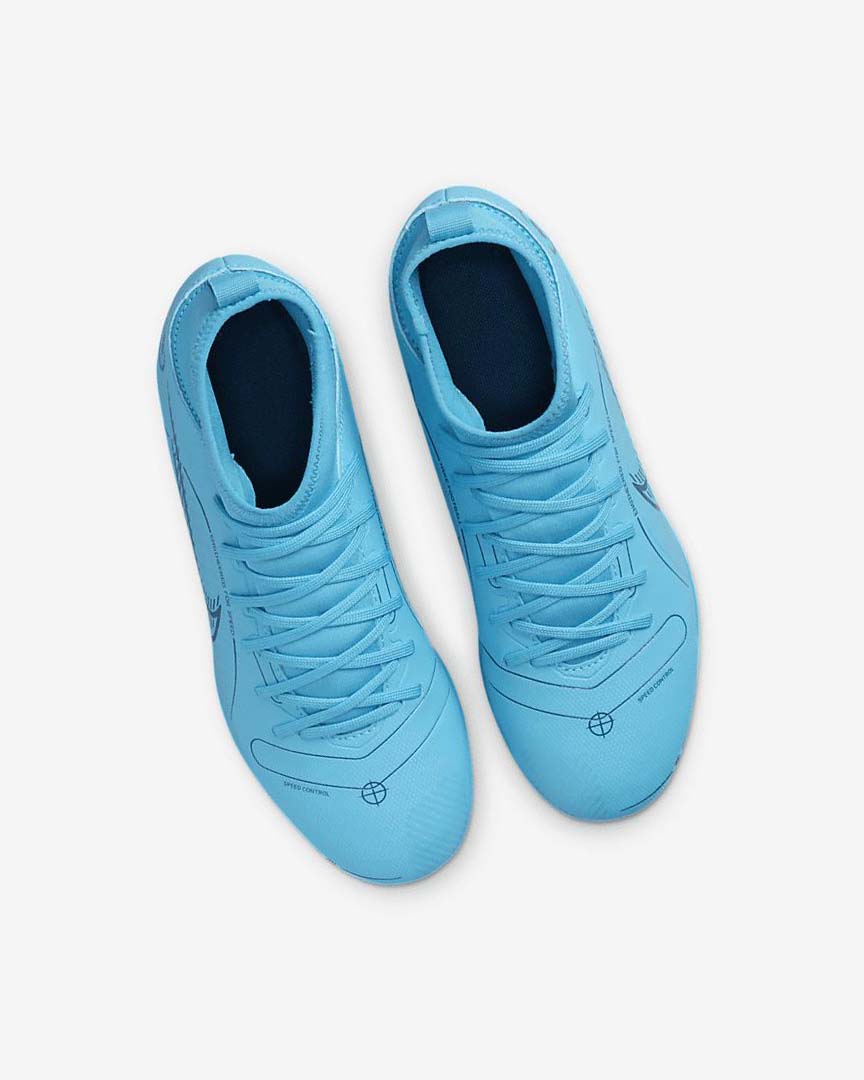 Tenis Futbol Nike Jr. Mercurial Superfly 8 Club MG Niña Azules Naranjas | CR4938