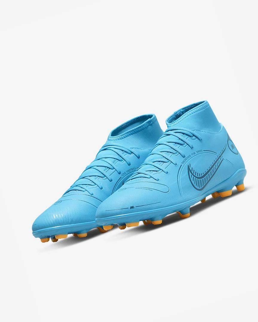 Tenis Futbol Nike Mercurial Superfly 8 Club MG Hombre Azules Naranjas | CR2441