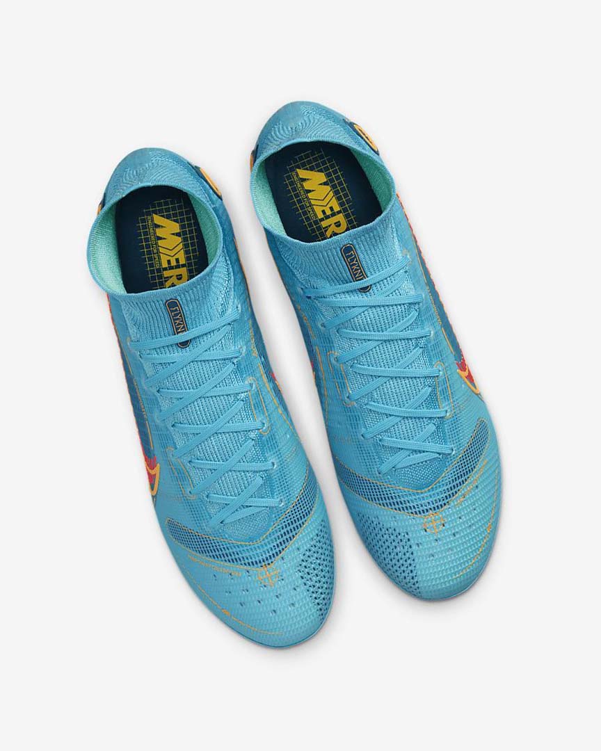 Tenis Futbol Nike Mercurial Superfly 8 Elite FG Mujer Azules Naranjas | CR2756