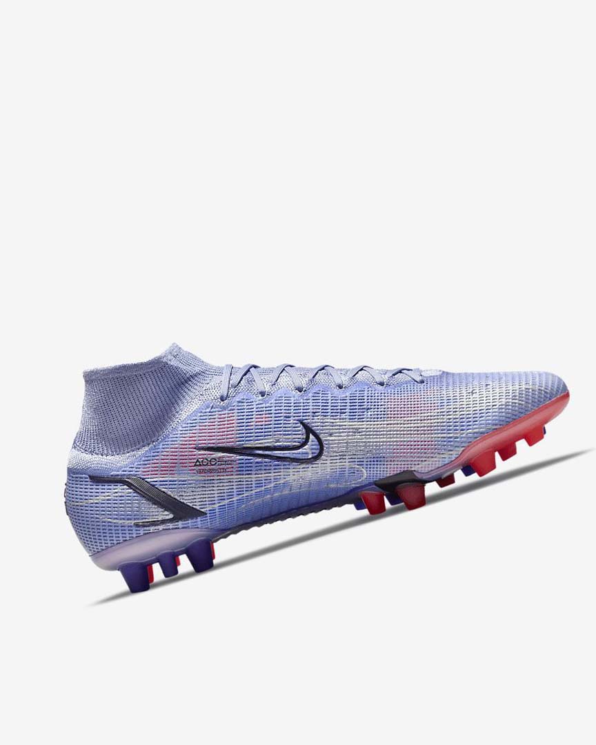 Tenis Futbol Nike Mercurial Superfly 8 Elite KM AG Mujer Indigo Rojas Claro Metal Plateadas | CR5421