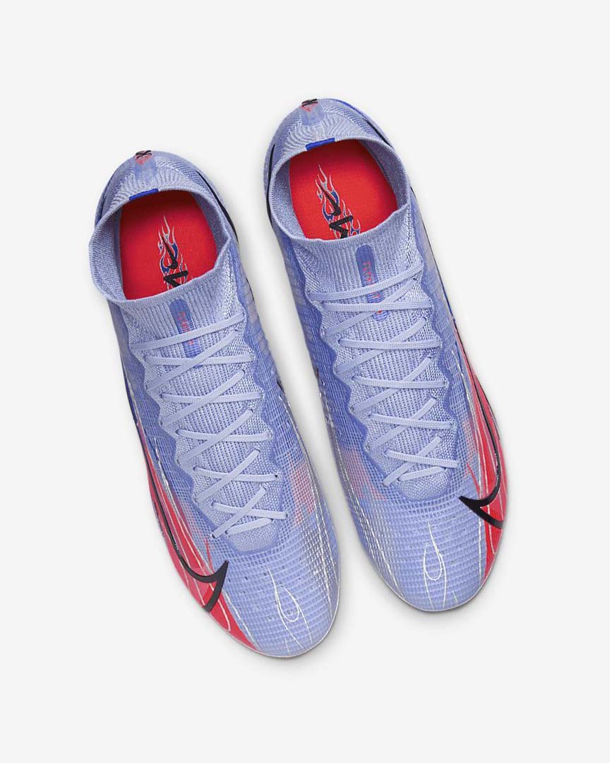 Tenis Futbol Nike Mercurial Superfly 8 Elite KM AG Mujer Indigo Rojas Claro Metal Plateadas | CR5421