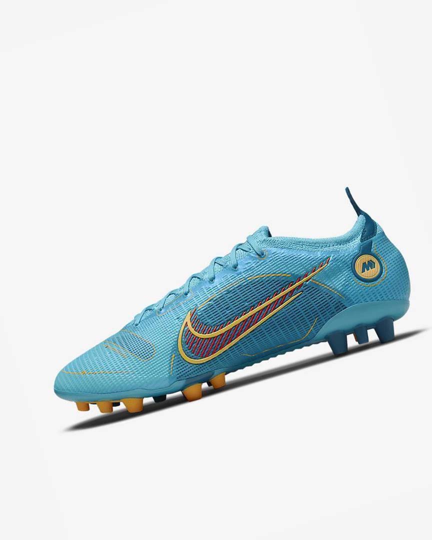 Tenis Futbol Nike Mercurial Vapor 14 Elite AG Hombre Azules Naranjas | CR2509