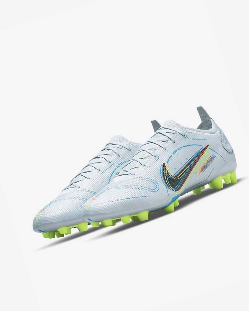 Tenis Futbol Nike Mercurial Vapor 14 Elite AG Hombre Gris Azules Claro Naranjas Azules | CR2576