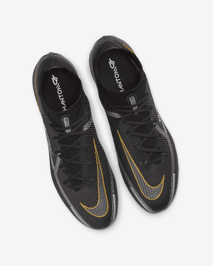 Tenis Futbol Nike Phantom GT2 Dynamic Fit Elite FG Mujer Negras Metal Doradas Metal Plateadas Metal Gris Oscuro | CR4681