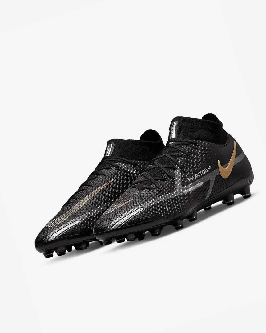 Tenis Futbol Nike Phantom GT2 Dynamic Fit Elite AG-Pro Hombre Negras Metal Doradas Metal Plateadas Metal Gris Oscuro | CR5078