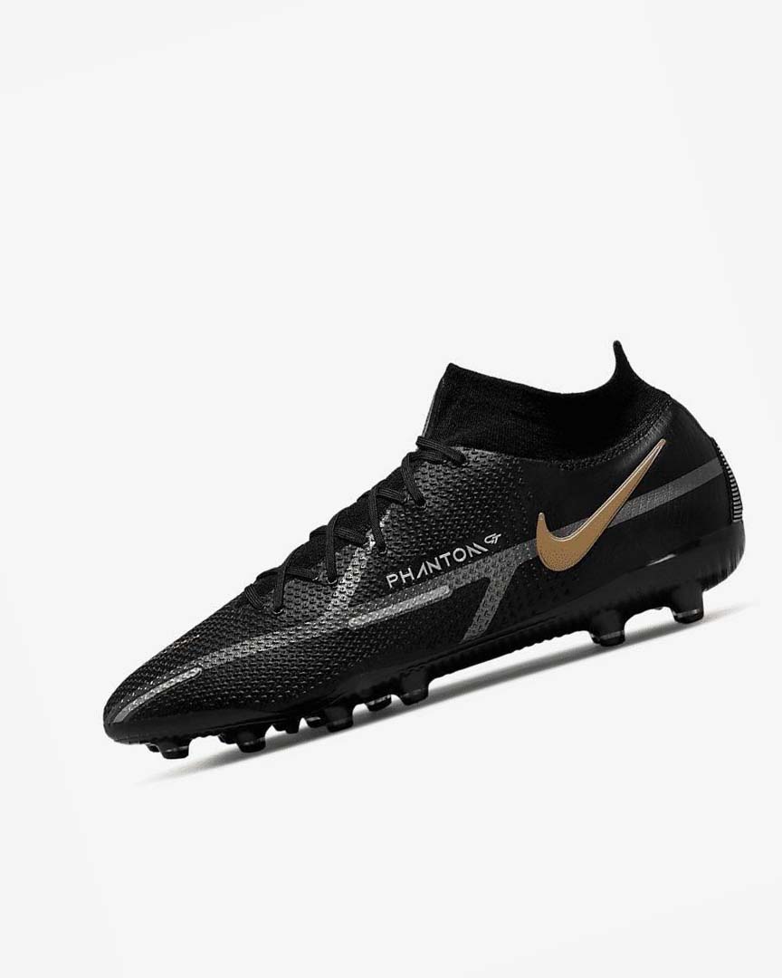 Tenis Futbol Nike Phantom GT2 Dynamic Fit Elite AG-Pro Hombre Negras Metal Doradas Metal Plateadas Metal Gris Oscuro | CR5078