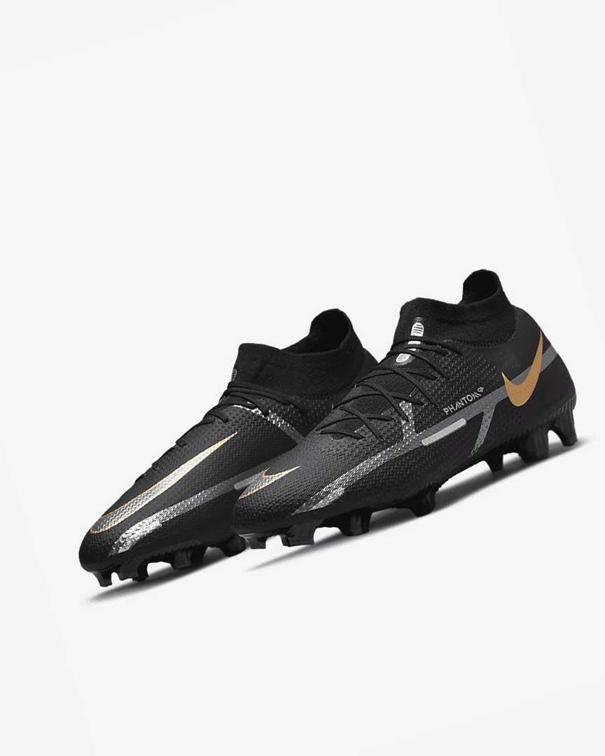 Tenis Futbol Nike Phantom GT2 Pro Dynamic Fit FG Hombre Negras Metal Doradas Metal Plateadas Metal Gris Oscuro | CR2871