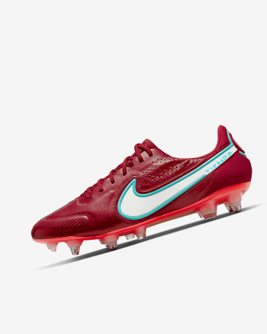 Tenis Futbol Nike Tiempo Legend 9 Elite SG-Pro AC Mujer Rojas Rojas Claro Blancas | CR1139