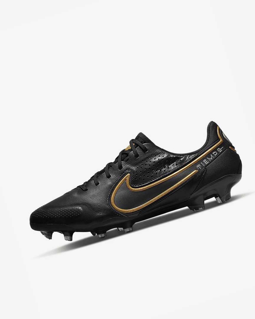 Tenis Futbol Nike Tiempo Legend 9 Elite FG Hombre Negras Gris Doradas | CR2668