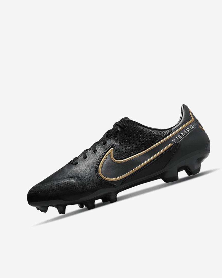 Tenis Futbol Nike Tiempo Legend 9 Pro FG Mujer Negras Gris Oscuro Metal Doradas Metal Gris Oscuro | CR2285