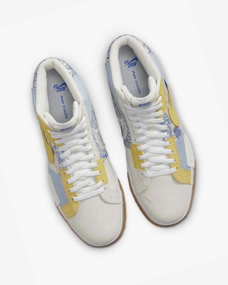 Tenis Skate Nike SB Zoom Blazer Mid PRM Hombre Azules Gris Amarillo | CR5094