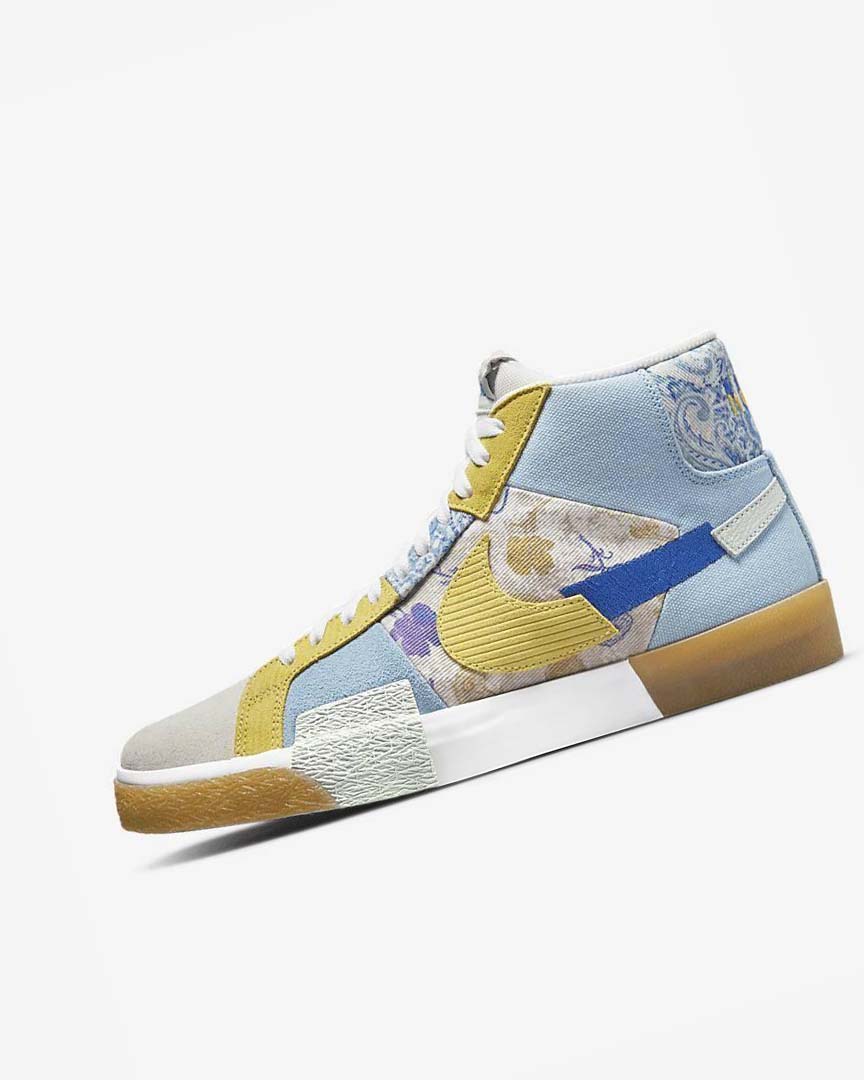 Tenis Skate Nike SB Zoom Blazer Mid PRM Hombre Azules Gris Amarillo | CR5094