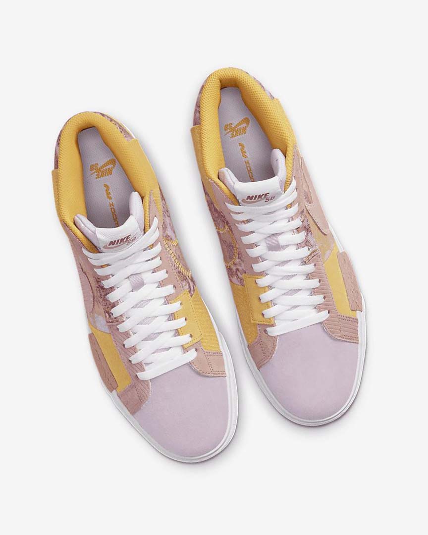 Tenis Skate Nike SB Zoom Blazer Mid PRM Mujer Doradas Blancas | CR5235