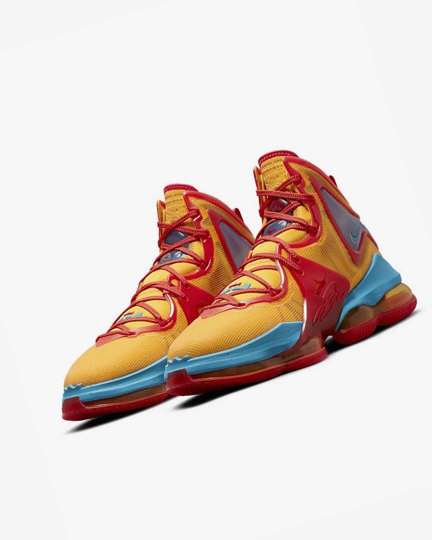 Zapatillas Baloncesto Nike LeBron 19 Hombre Naranjas Doradas Rojas Azules Claro | CR1177