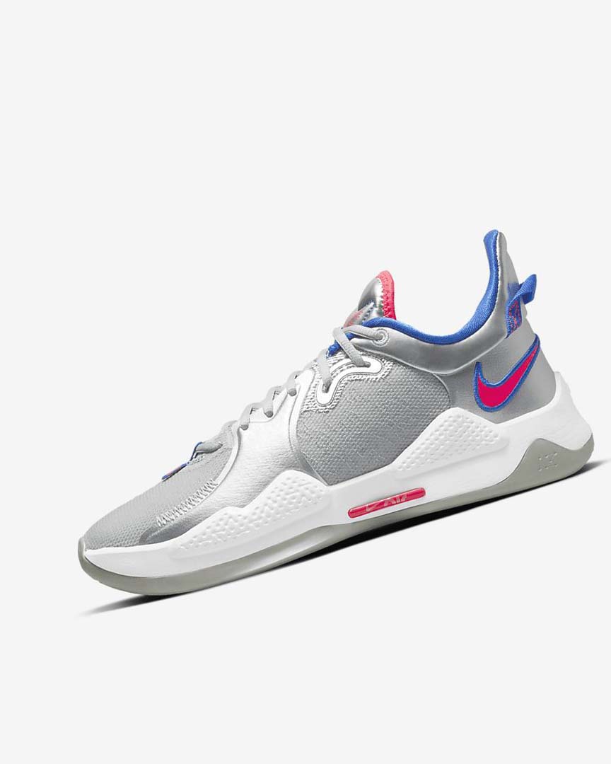 Zapatillas Baloncesto Nike PG 5 Mujer Metal Plateadas Azul Real Rojas | CR5566