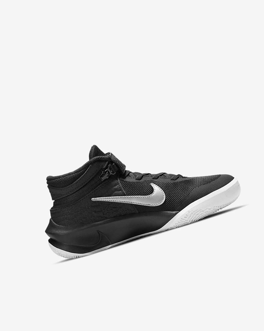 Zapatillas Baloncesto Nike Team Hustle D 10 FlyEase Niña Negras Blancas Metal Plateadas | CR2594