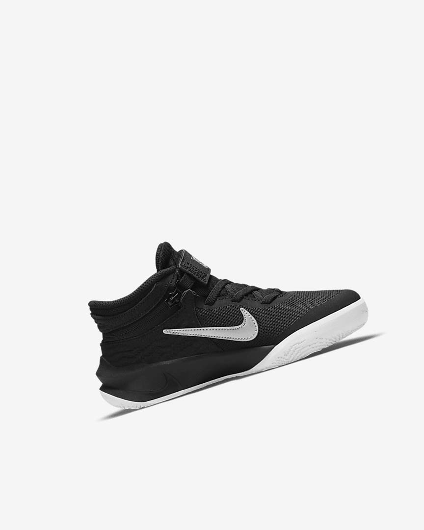 Zapatillas Baloncesto Nike Team Hustle D 10 FlyEase Niña Negras Blancas Metal Plateadas | CR2681