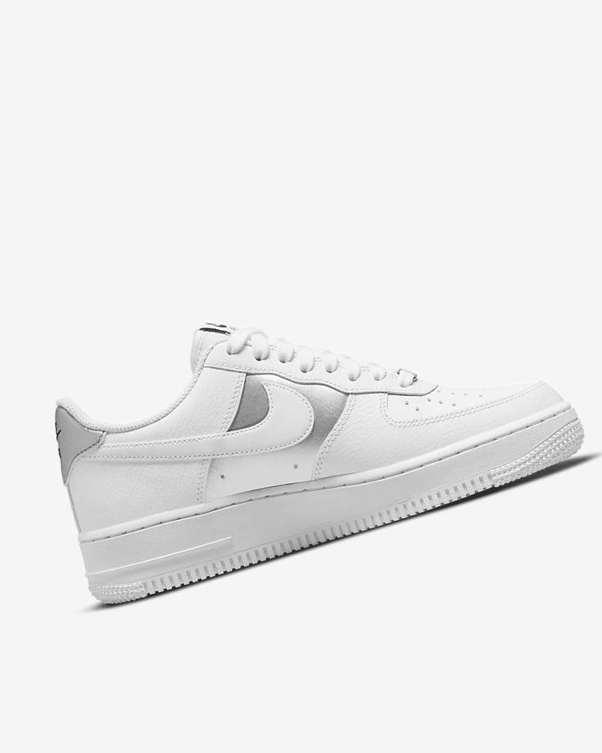 Zapatillas Nike Air Force 1 '07 Mujer Blancas Negras Metal Plateadas Blancas | CR3275