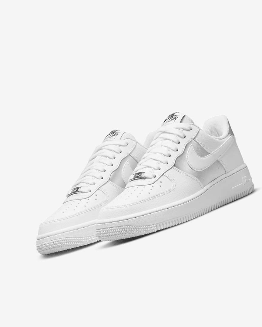 Zapatillas Nike Air Force 1 '07 Mujer Blancas Negras Metal Plateadas Blancas | CR3275