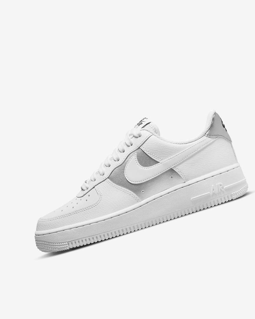 Zapatillas Nike Air Force 1 \'07 Mujer Blancas Negras Metal Plateadas Blancas | CR3275