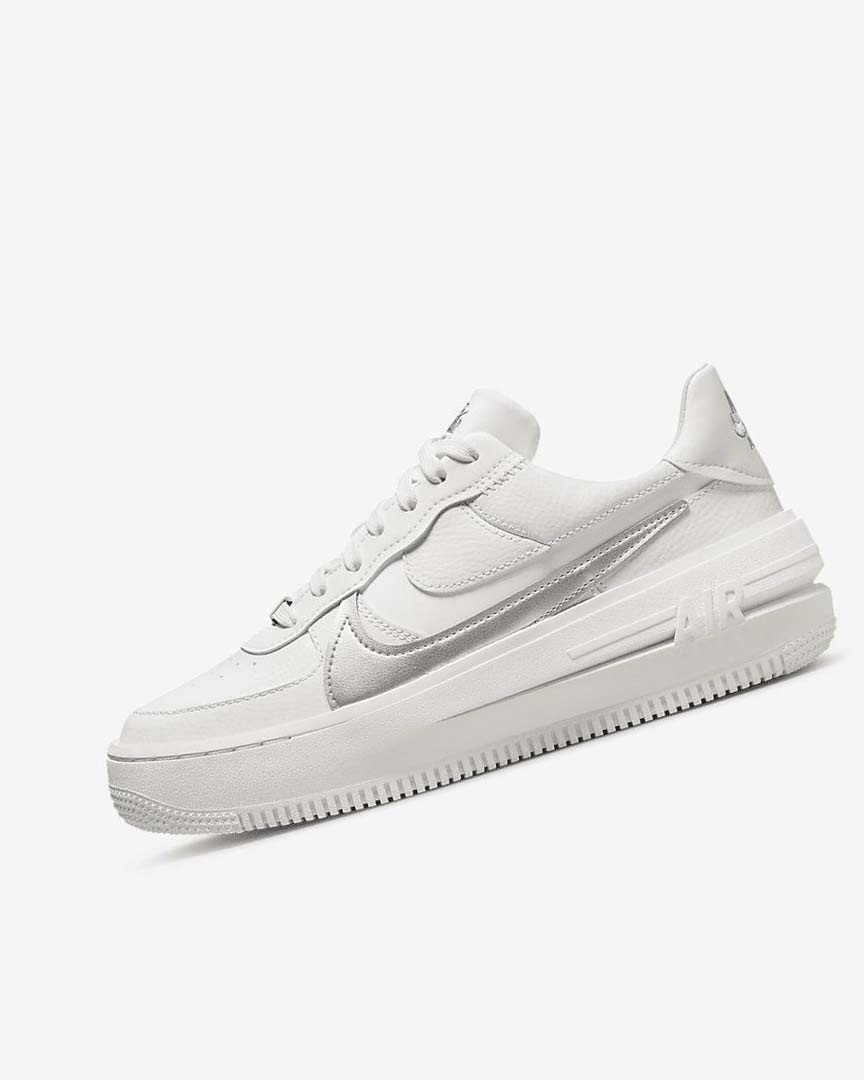 Zapatillas Nike Air Force 1 PLT.AF.ORM Mujer Blancas Gris Metal Plateadas | CR4616