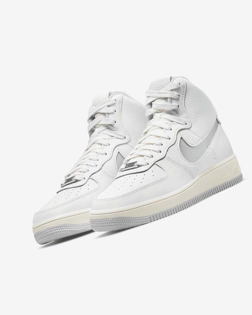 Zapatillas Nike Air Force 1 Sculpt Mujer Blancas Blancas Plateadas | CR5609