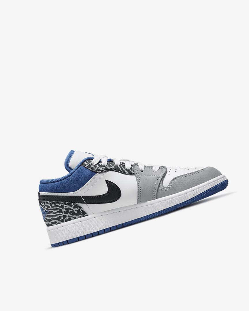 Zapatillas Nike Air Jordan 1 Low SE Niño Blancas Negras Gris Azules Oscuro | CR4536