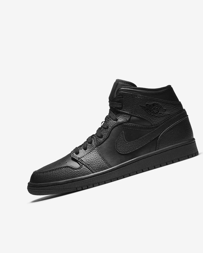 Zapatillas Nike Air Jordan 1 Mid Hombre Negras Negras Negras | CR2360