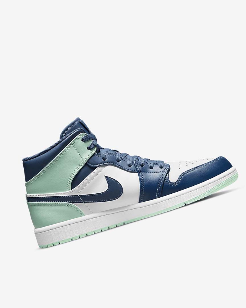 Zapatillas Nike Air Jordan 1 Mid Hombre Azul Marino Blancas Verde Menta | CR4738