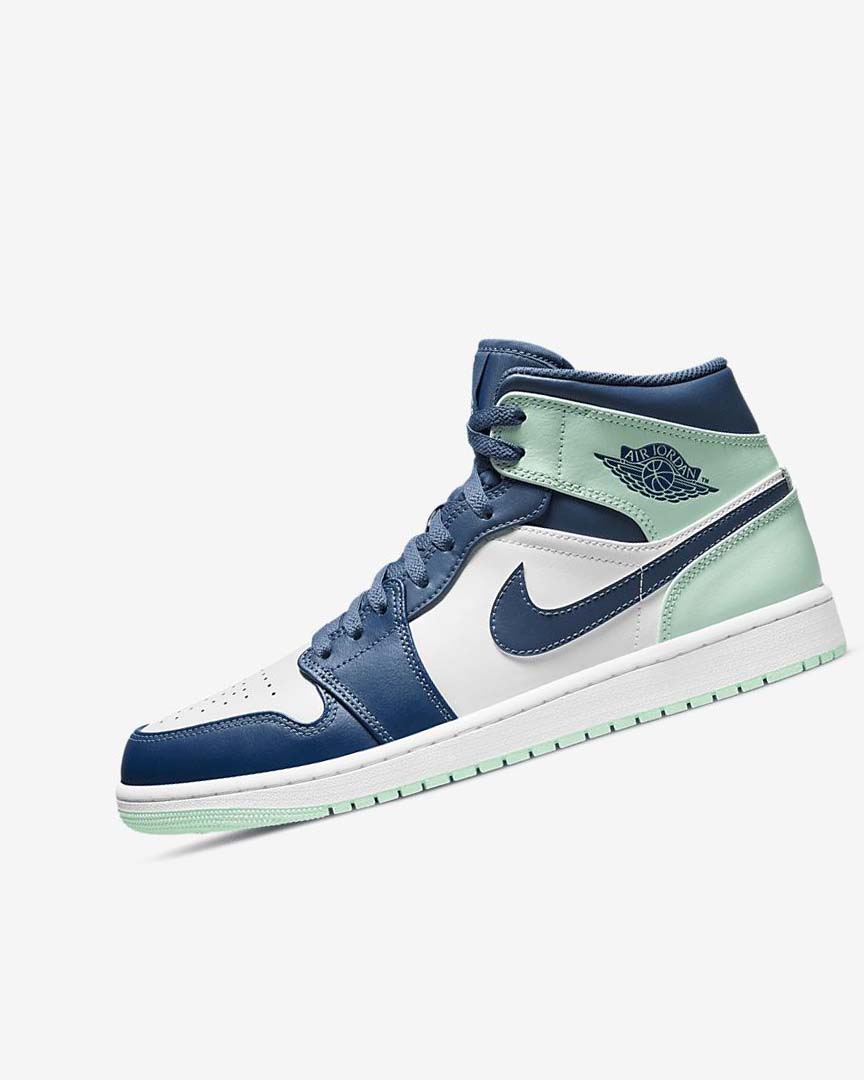 Zapatillas Nike Air Jordan 1 Mid Hombre Azul Marino Blancas Verde Menta | CR4738