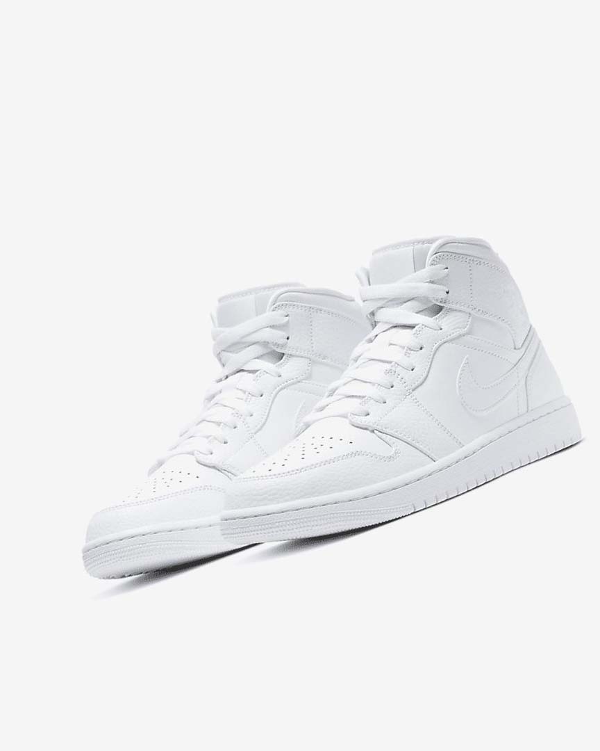 Zapatillas Nike Air Jordan 1 Mid Hombre Blancas Blancas Blancas | CR5050