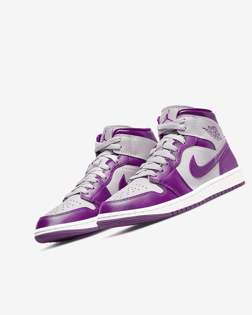 Zapatillas Nike Air Jordan 1 Mid Mujer Gris Rojas Moradas | CR5489