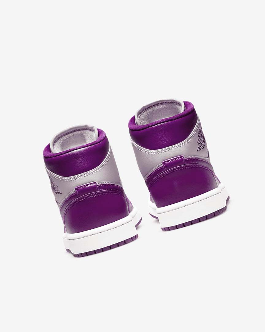 Zapatillas Nike Air Jordan 1 Mid Mujer Gris Rojas Moradas | CR5489