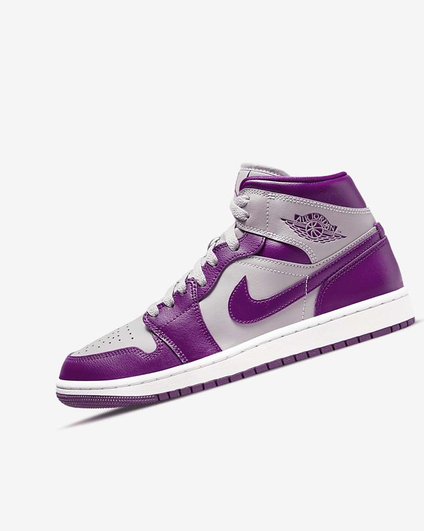 Zapatillas Nike Air Jordan 1 Mid Mujer Gris Rojas Moradas | CR5489