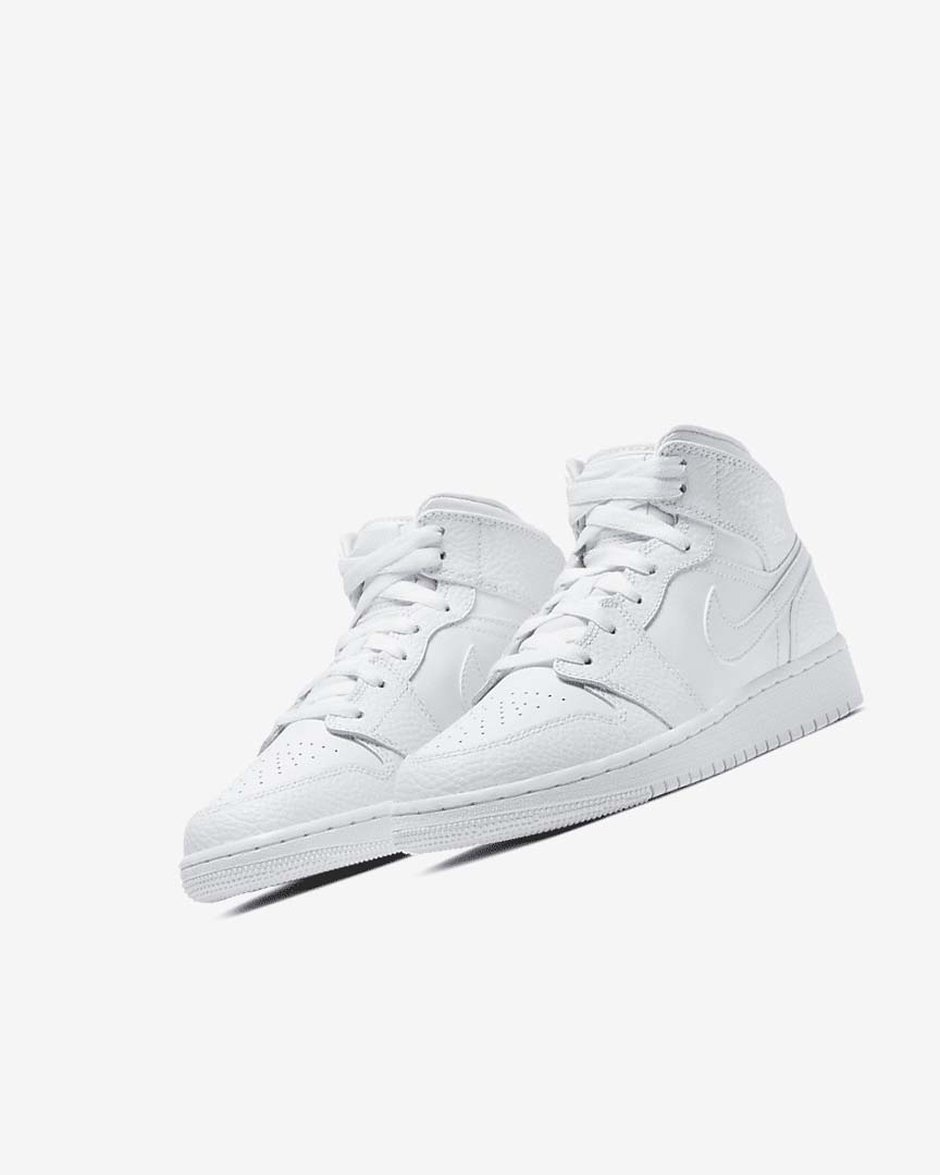 Zapatillas Nike Air Jordan 1 Mid Niño Blancas Blancas Blancas | CR5144