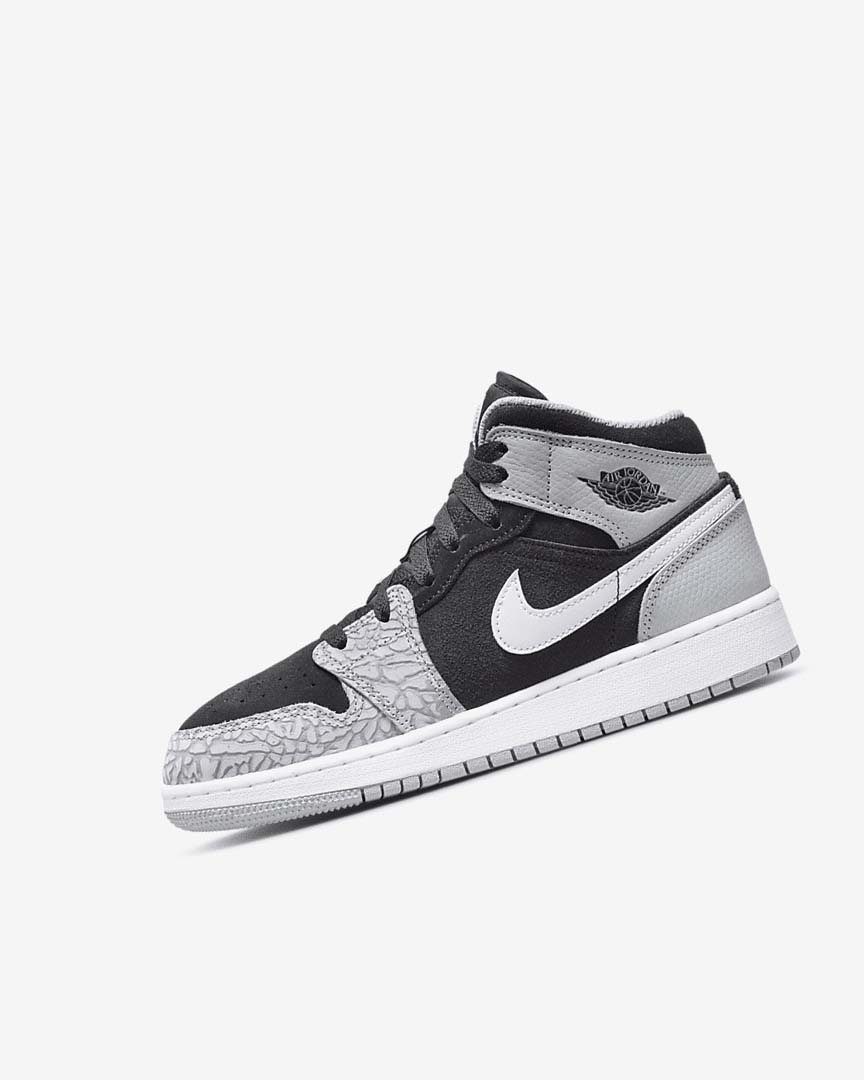 Zapatillas Nike Air Jordan 1 Mid SE Niño Negras Blancas Gris Claro Rojas | CR2934