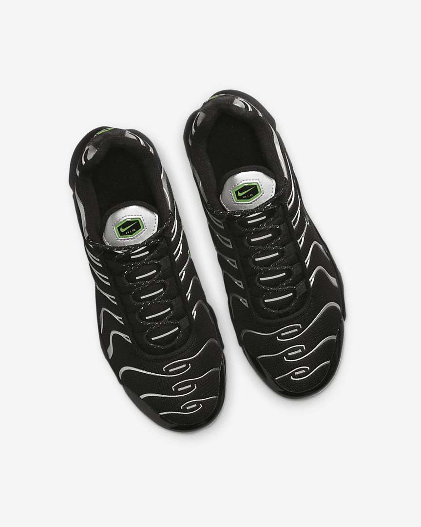 Zapatillas Nike Air Max Plus Niño Negras Verde Metal Plateadas Negras | CR4877