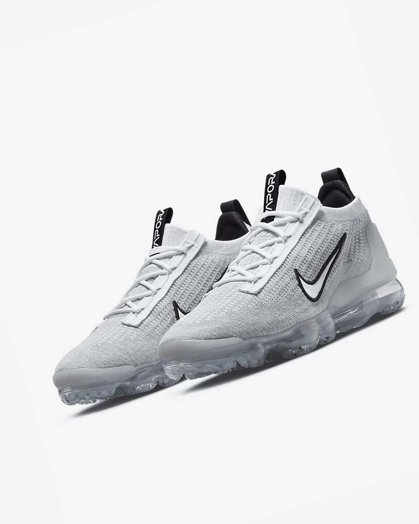 Zapatillas Nike Air VaporMax 2021 FK Hombre Blancas Negras Metal Plateadas Blancas | CR2449