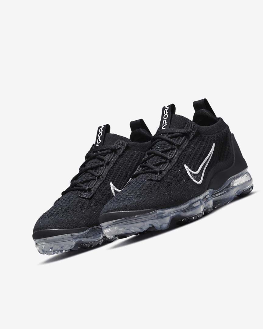 Zapatillas Nike Air VaporMax 2021 FK Mujer Negras Metal Plateadas Blancas | CR4610