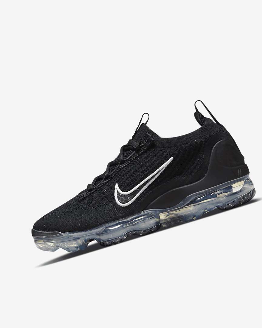 Zapatillas Nike Air VaporMax 2021 FK Mujer Negras Metal Plateadas Blancas | CR4610