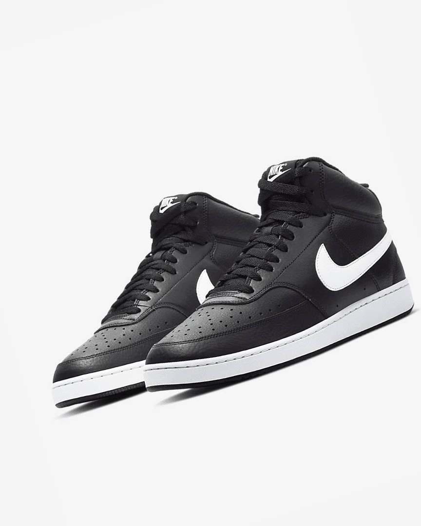 Zapatillas Nike Court Vision Mid Hombre Negras Blancas | CR4846