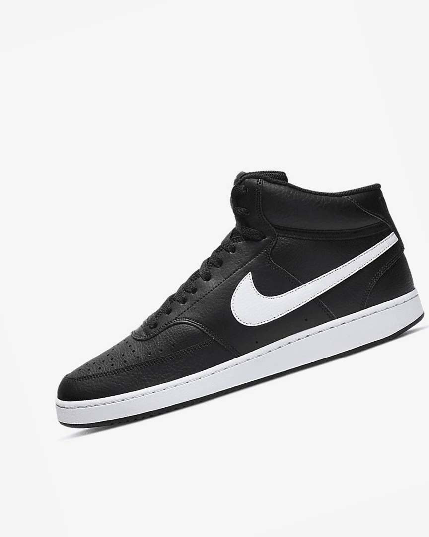 Zapatillas Nike Court Vision Mid Hombre Negras Blancas | CR4846