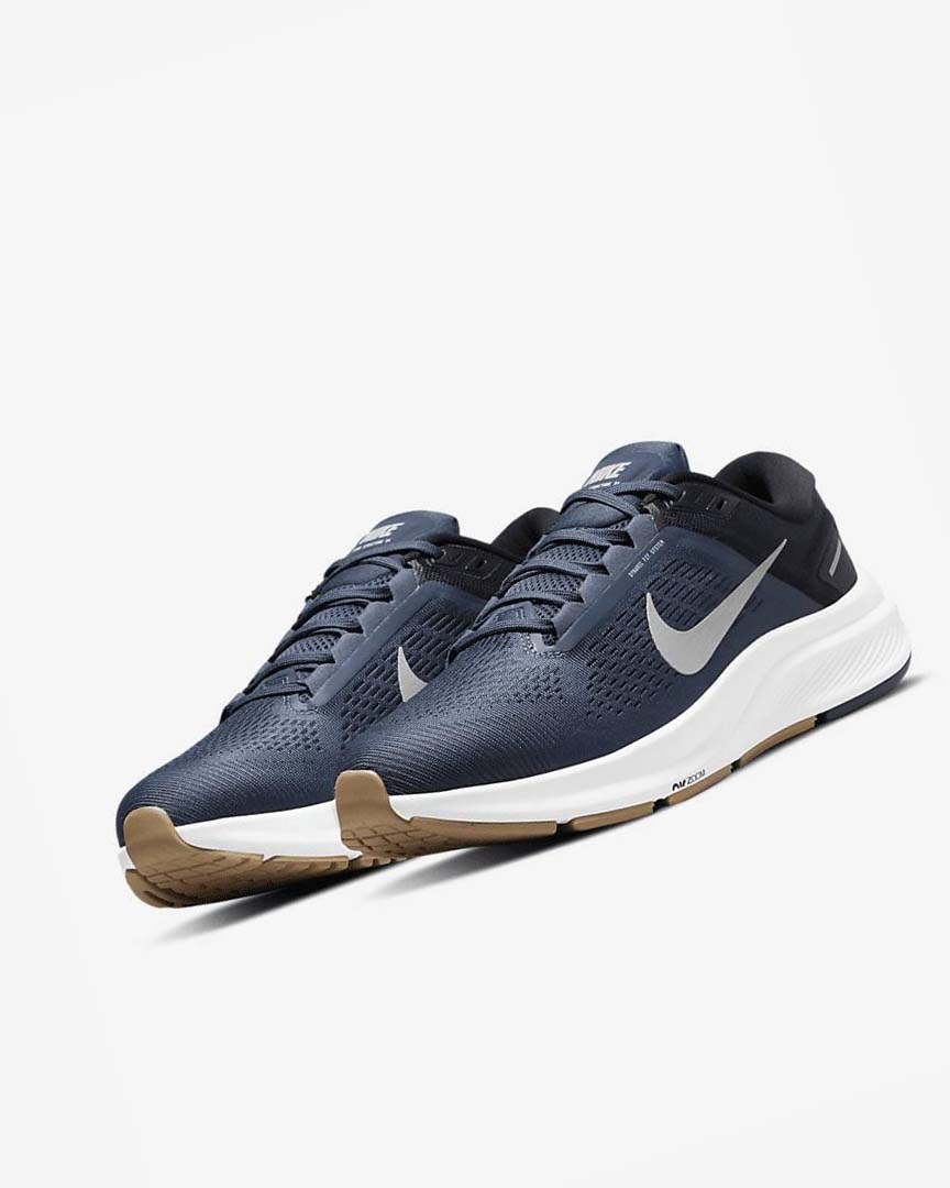 Zapatillas Running Nike Air Zoom Structure 24 Hombre Azules Negras Obsidian Oscuro Gris | CR2504