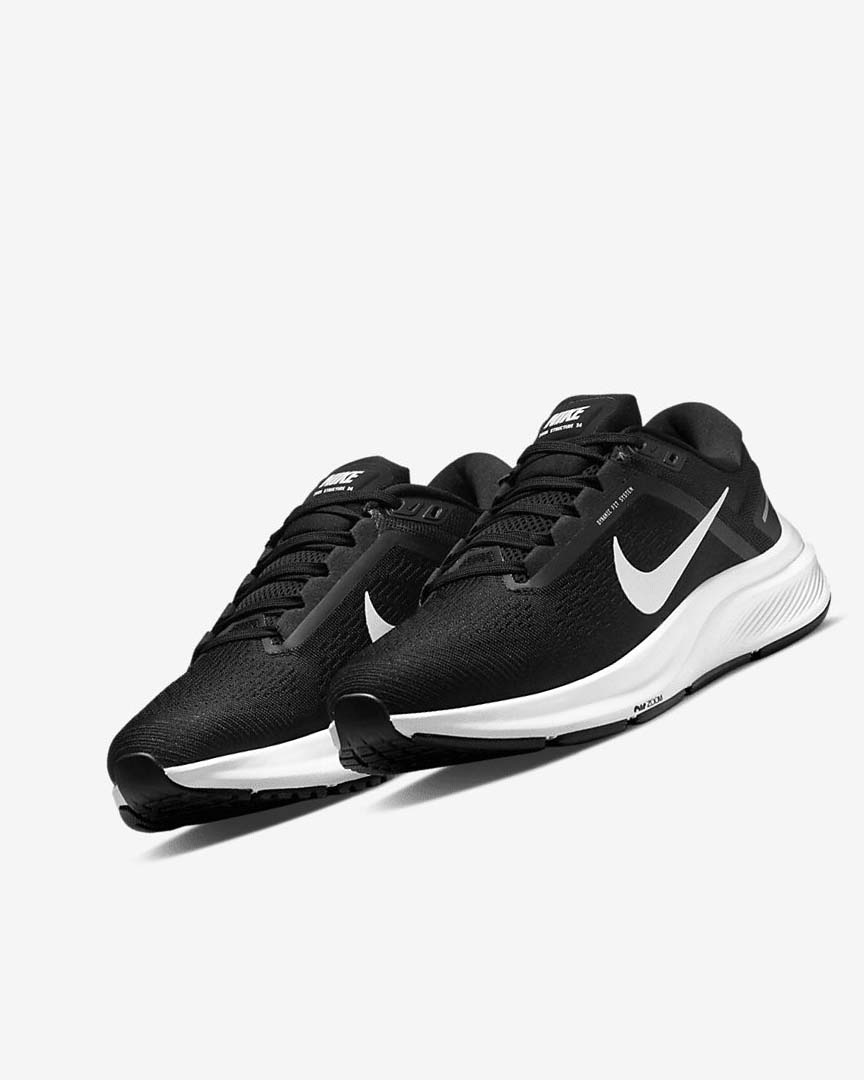 Zapatillas Running Nike Air Zoom Structure 24 Mujer Negras Blancas | CR2797