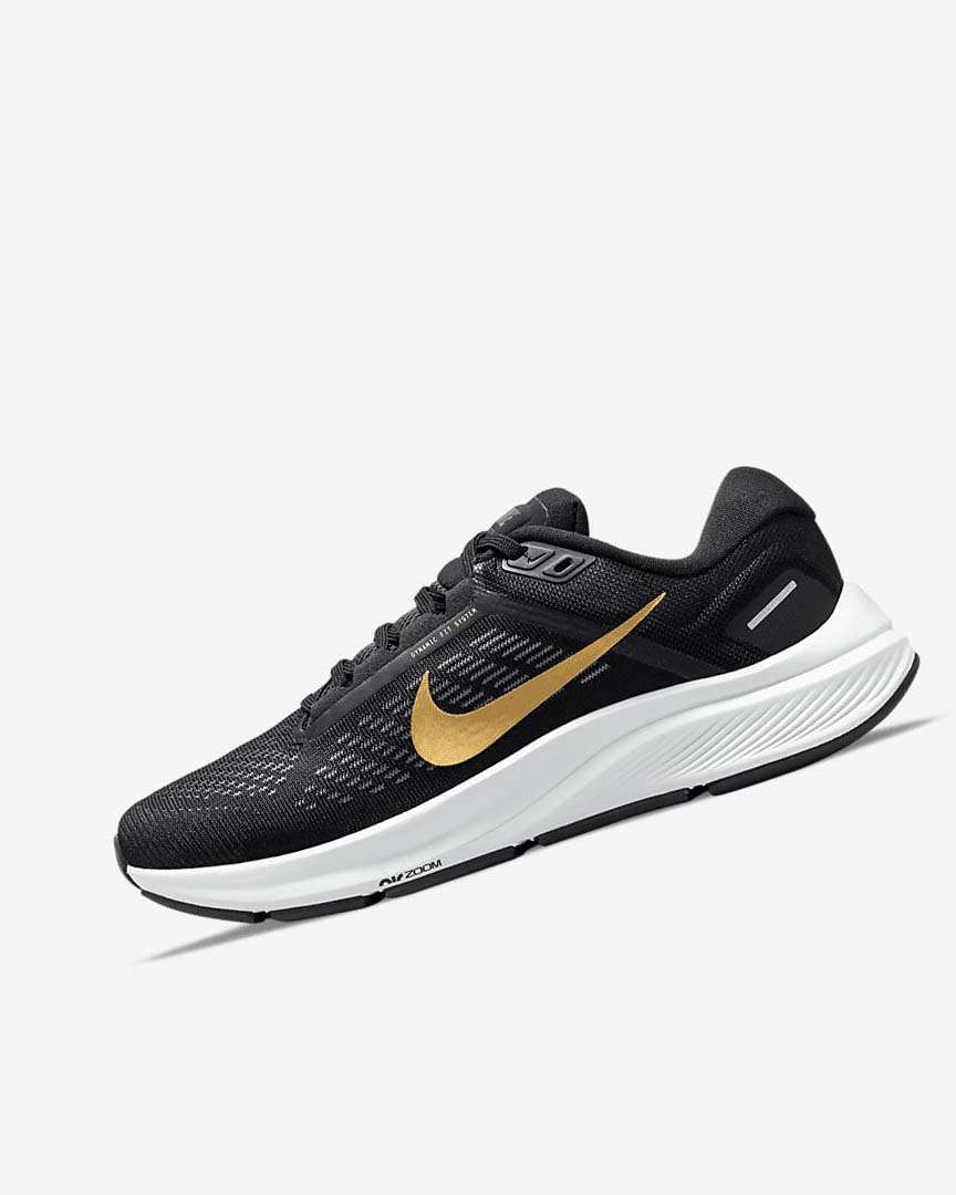 Zapatillas Running Nike Air Zoom Structure 24 Mujer Negras Gris Oscuro Metal Doradas | CR4524