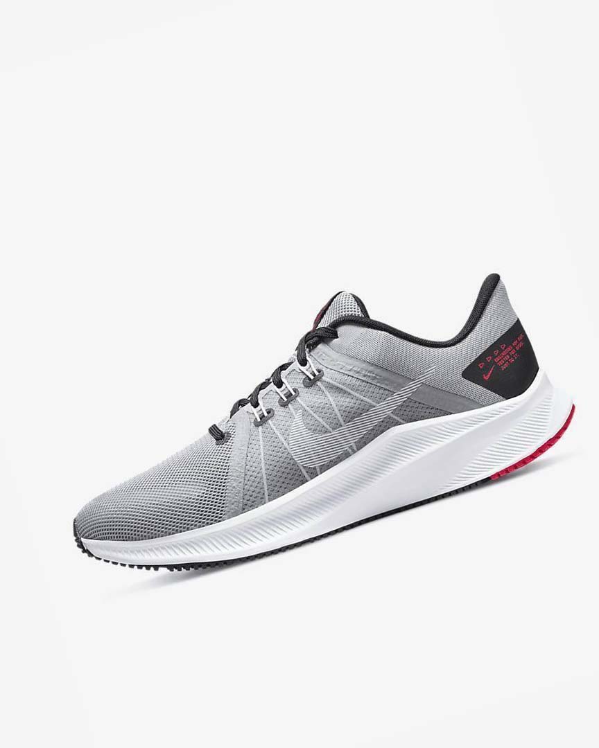 Zapatillas Running Nike Quest 4 Hombre Gris Claro Negras Rojas Blancas | CR3272